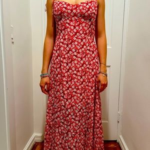 gemstone floral printed floral red white midi